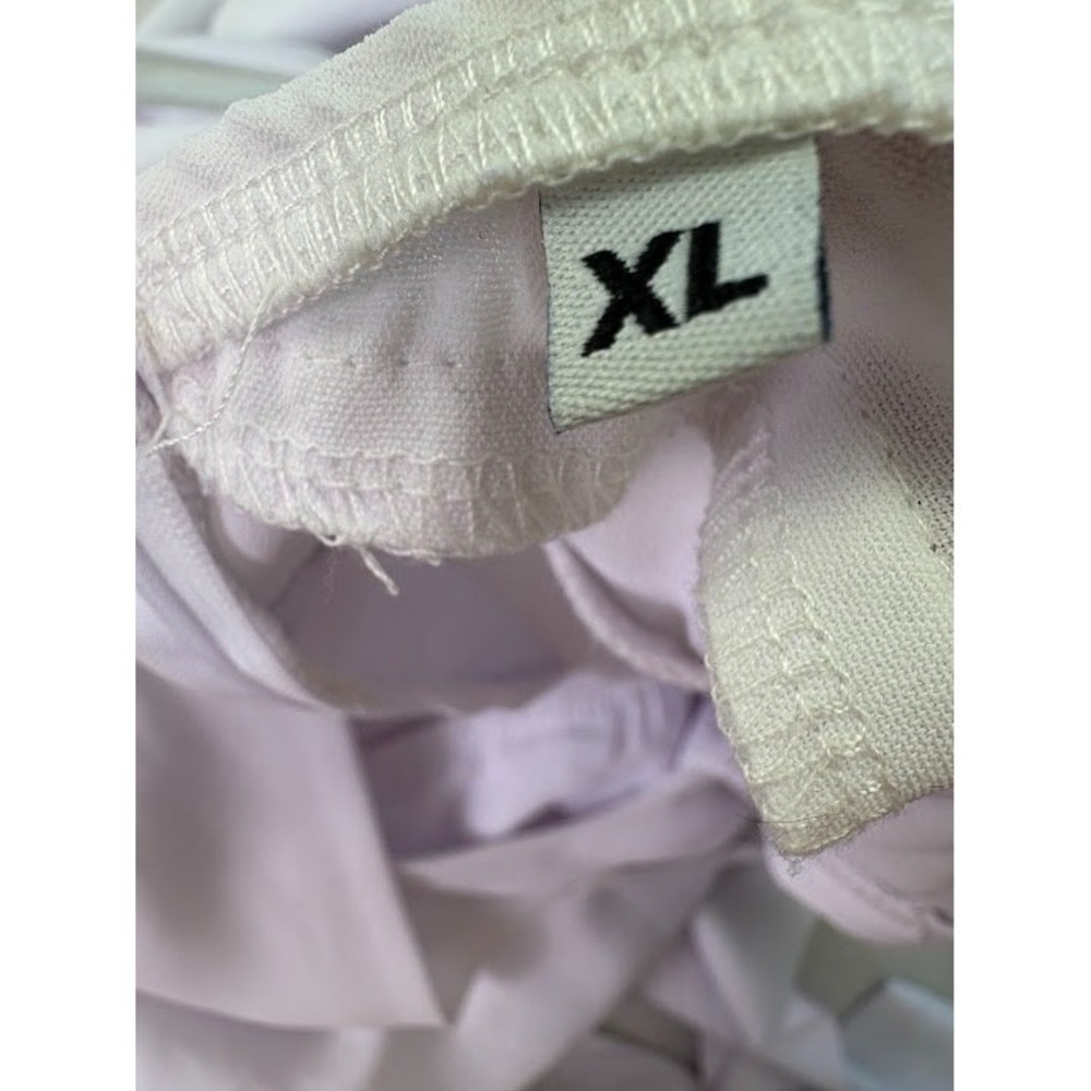 Women's White Size XL Mini Party Dress Tiered Skirt, Tie Sash, Criss Cross Top - Picture 4 of 7